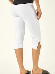 Roman White Split Hem Bengaline Capri Trousers - Image 3 of 5