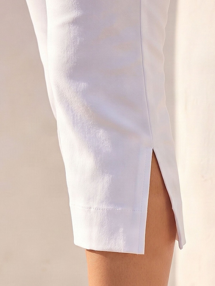 Blanc - Pantalons de capri Roman à ourlet fendu Bengaline - Image 4 de 4 Blanc - Pantalons de capri Roman à ourlet fendu Bengaline - Image 4 de 4