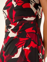 Roman Red Leaf Print Gathered Shift Dress - Image 5 of 5