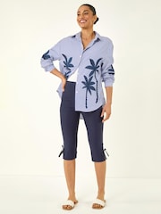 Roman Blue Bow Bengaline Capri Trousers - Image 2 of 5