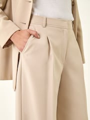Roman Brown Pleat Front Wide Leg Trousers - Image 5 of 5