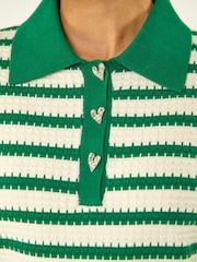Roman Green Stripe V-Neck Knitted Jumper - Image 5 of 5