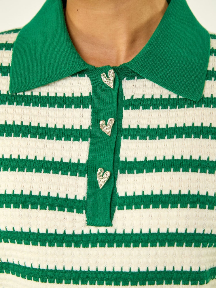Roman Green Stripe V-Neck Knitted Jumper - Image 5 of 5
