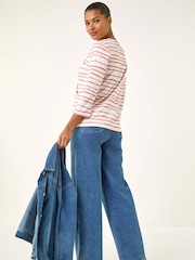 Roman Pink Floral Hotfix Stripe Top - Image 3 of 5