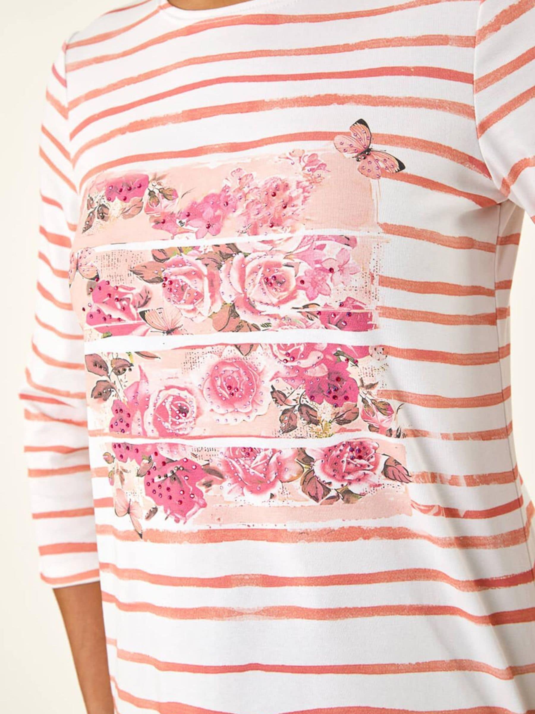 Buy Roman Pink Floral Hotfix Stripe Top from Next Luxembourg