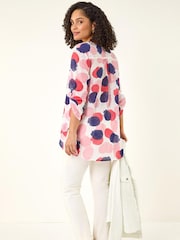 Roman Pink Abstract Wrap Hem Top - Image 3 of 5