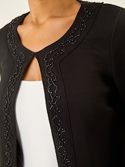 Roman Black Beaded Trim Open Jacket - Image 5 of 5