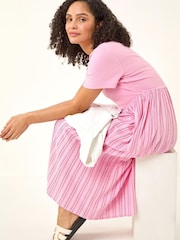 Roman Pink Textured Stripe Midi Dress - Image 1 of 5