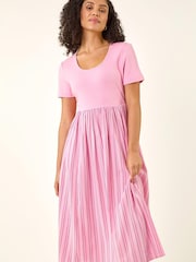 Roman Pink Textured Stripe Midi Dress - Image 4 of 5