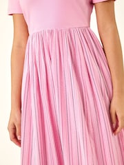 Roman Pink Textured Stripe Midi Dress - Image 5 of 5