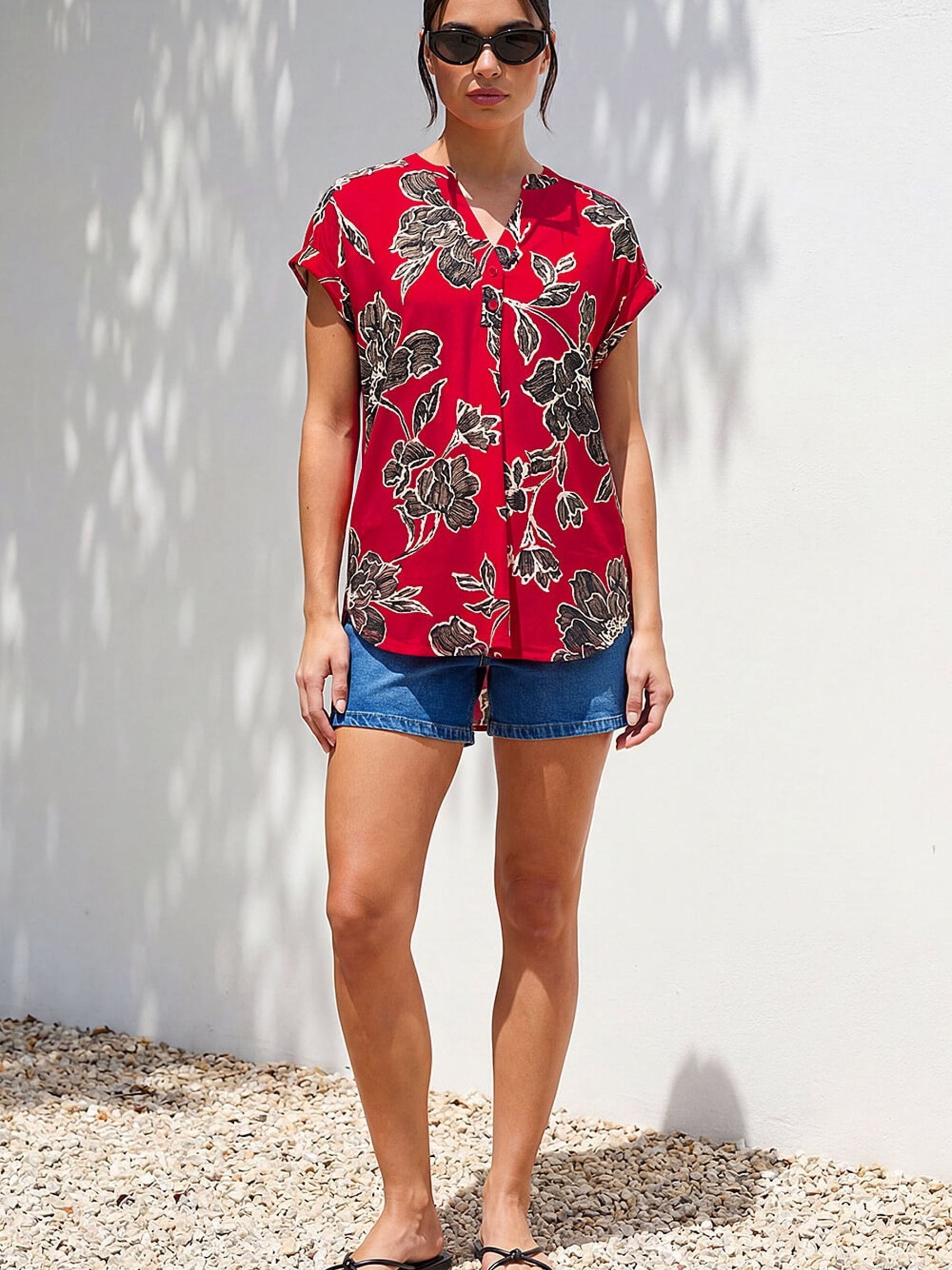 Buy Roman Red Floral Puff Print Stretch Top from Next USA