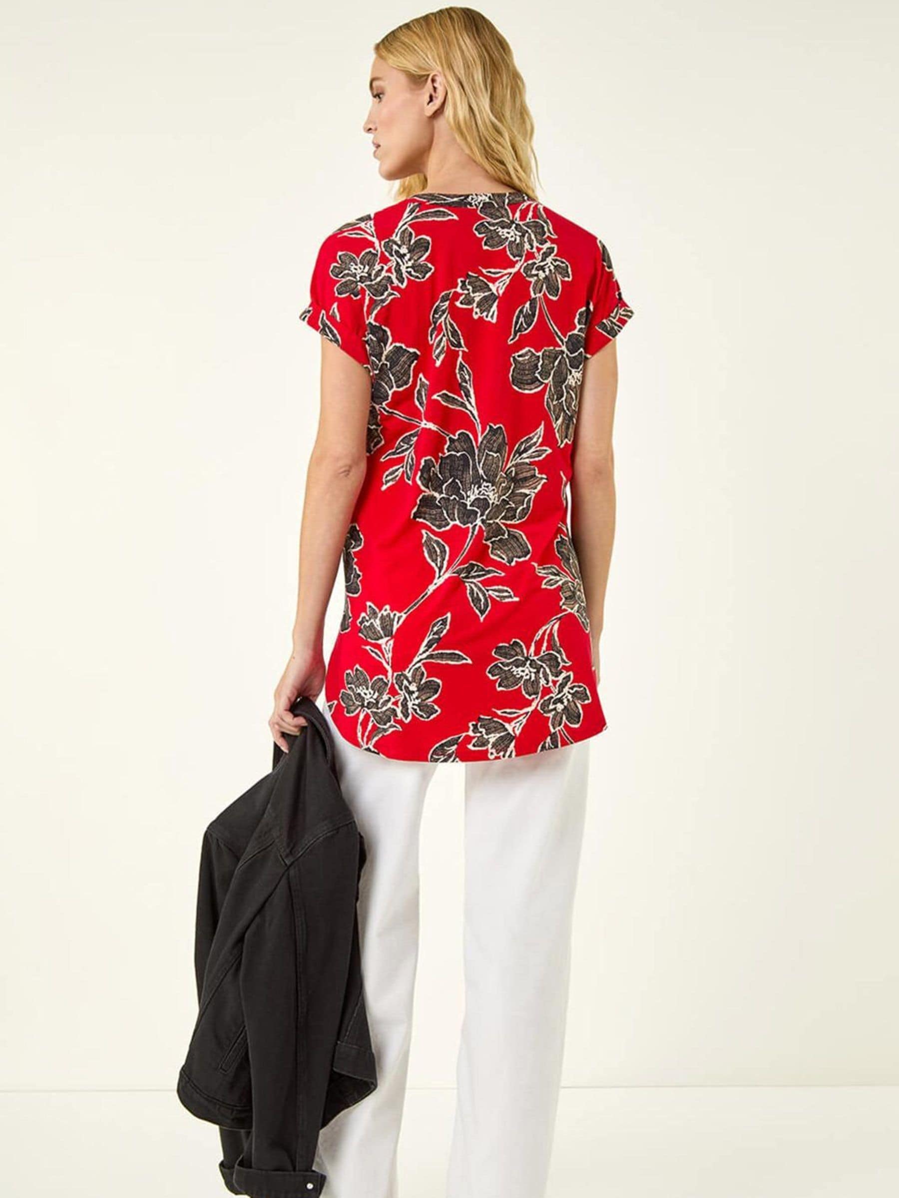 Buy Roman Red Floral Puff Print Stretch Top from Next USA