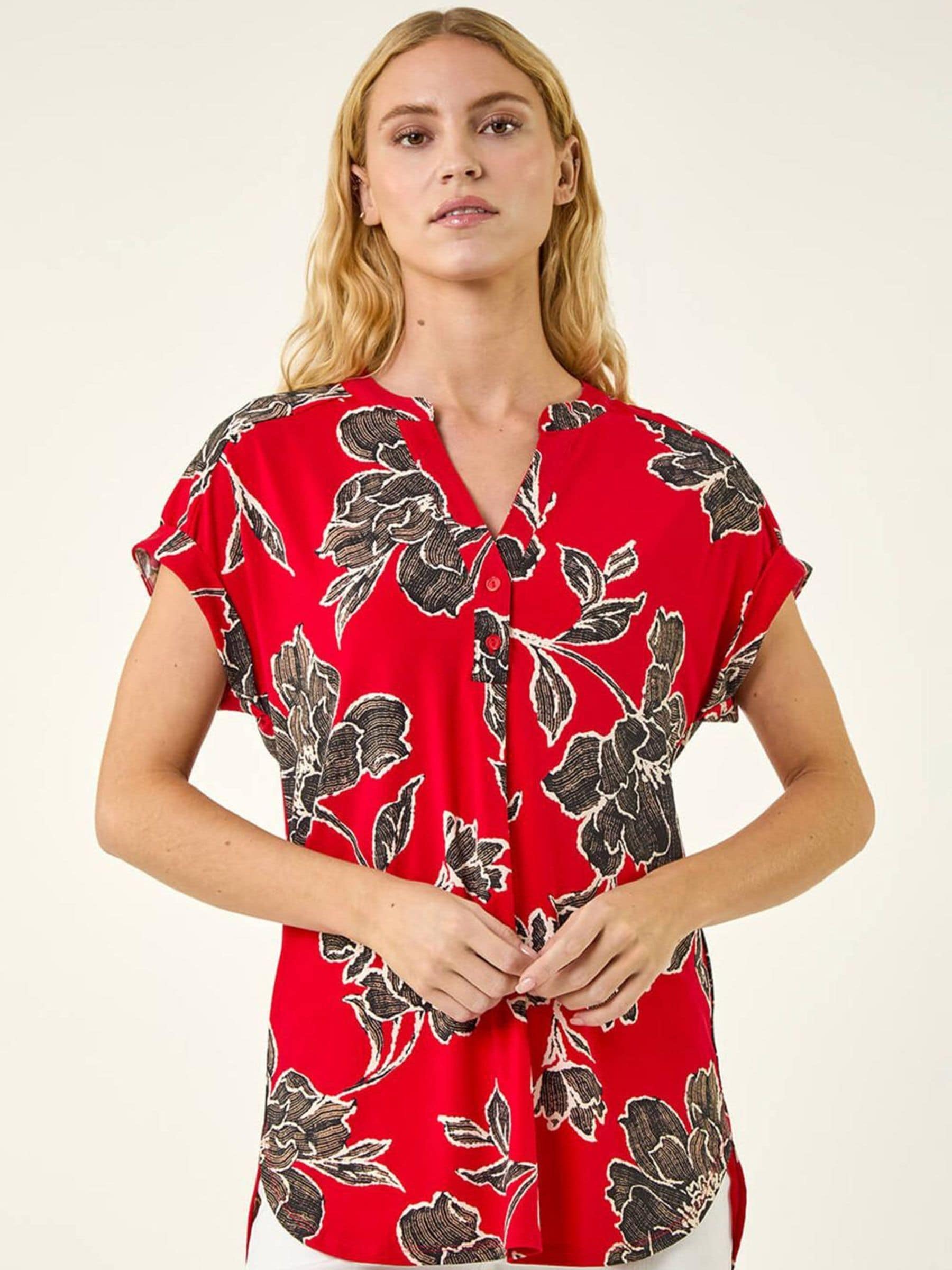 Buy Roman Red Floral Puff Print Stretch Top from Next USA