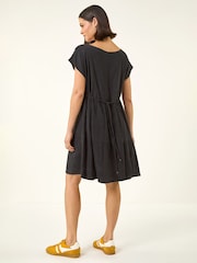 Roman Black Cotton Trim Detail Mini Dress - Image 3 of 5