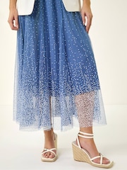 Roman Blue Polka Dot Print Elasticated Mesh Skirt - Image 5 of 5