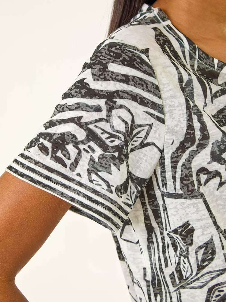 Roman Floral Stripe Print Stretch Top - Afbeelding 6 van 6 Roman Floral Stripe Print Stretch Top - Afbeelding 6 van 6