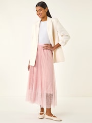 Roman Pink Polka Dot Print Elasticated Mesh Skirt - Image 2 of 5