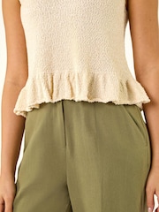 Roman White Textured Frill Hem Knit Vest - Image 5 of 5