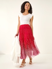 Roman Red Polka Dot Print Elasticated Mesh Skirt - Image 2 of 5