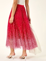 Roman Red Polka Dot Print Elasticated Mesh Skirt - Image 3 of 5