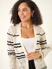 سترة كارديغان طويلة محبوكة مخطّطة بنمط مموّج من Roman - صورة 1 من 5