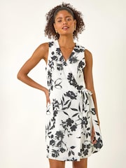 Roman White Floral Wrap Dress - Image 4 of 5