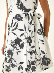 Roman White Floral Wrap Dress - Image 5 of 5