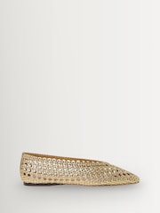 Loeffler Randall Gold Emery Crochet Ballet Flats - Image 1 of 6