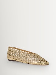 Loeffler Randall Gold Emery Crochet Ballet Flats - Image 3 of 6