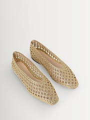 Loeffler Randall Gold Emery Crochet Ballet Flats - Image 4 of 6