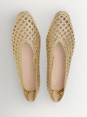 Loeffler Randall Gold Emery Crochet Ballet Flats - Image 5 of 6