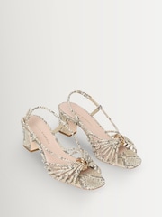 Loeffler Randall Natural Minna Snake Mid Heel Sandals with Hardware - Image 4 of 6