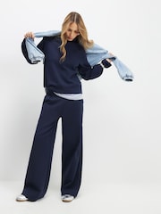 River Island Blue Long Sleeve Interlock Funnel Neck Sweatshirt - Image 2 of 4
