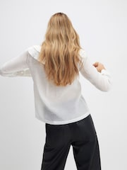 River Island White Ruffle Tie Neck Frill Blouse - Image 2 of 4