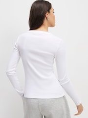 River Island White Long Sleeve Popper Ribbed Top - Image 2 of 4