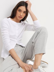 River Island White Long Sleeve Popper Ribbed Top - Image 4 of 4