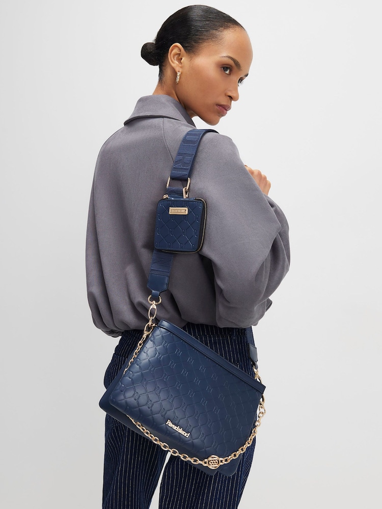 River Island תיק עם רצועת שרשרת צולבת ועיטור מוטבע - תמונה 6 מתוך 6