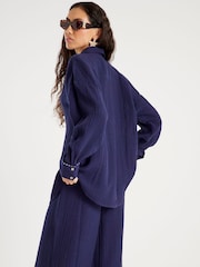 River Island Blue Long Sleeve Crinkle Beach Shirt - Image 2 of 4