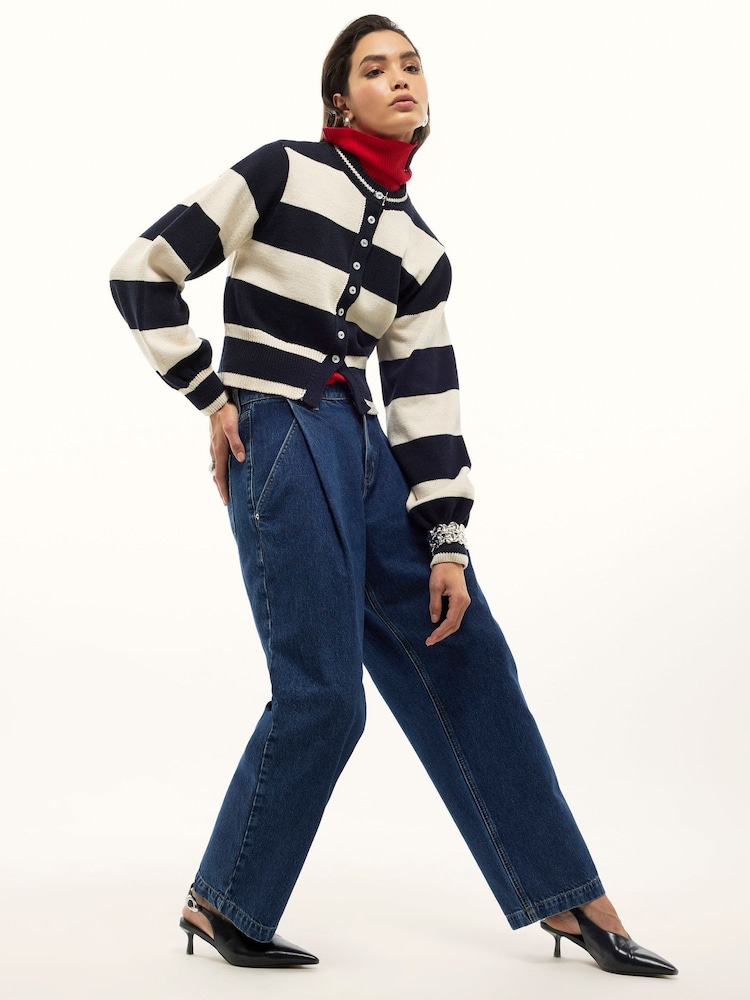 River Island Blue Long Sleeve Striped Cardigan - Image 2 of 4