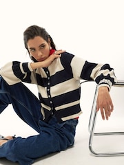 River Island Blue Long Sleeve Striped Cardigan - Image 3 of 4