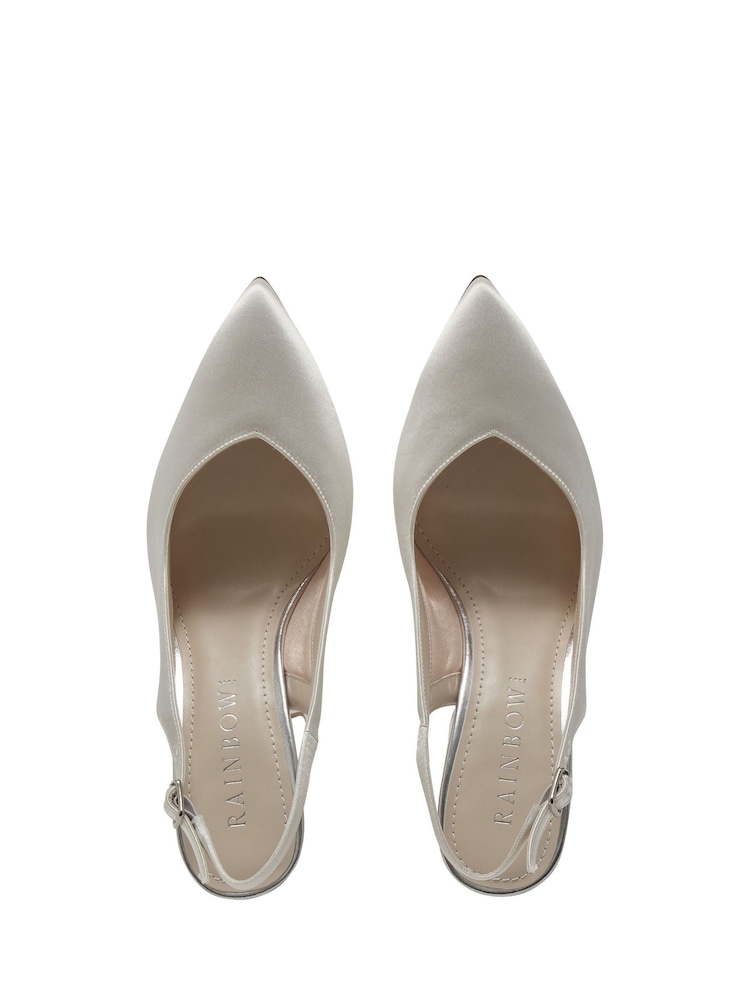 Rainbow Club White Natalia Slingback Satin Shoes - Image 4 of 4