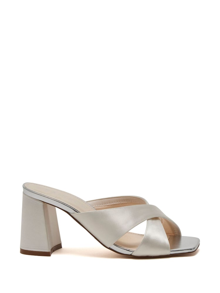 Rainbow Club Silver Lily Mules - Satin - Image 1 of 4