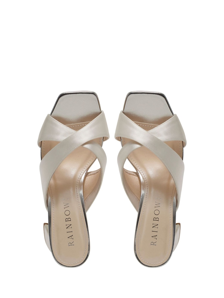 Rainbow Club Silver Lily Mules - Satin - Image 4 of 4