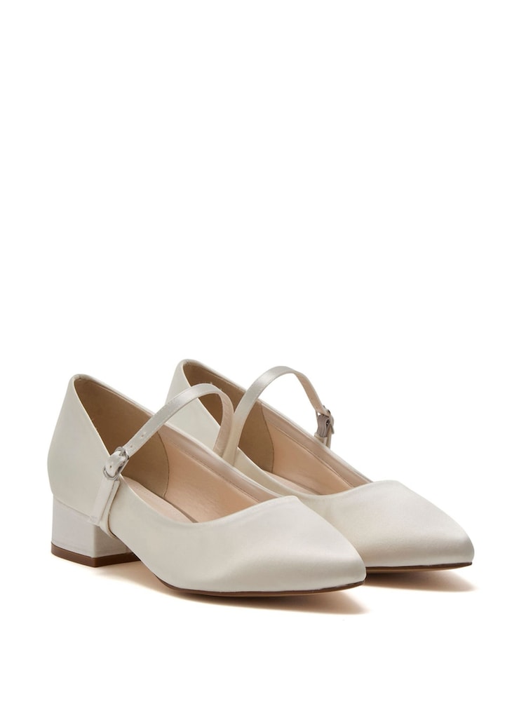 Rainbow Club White Ruby Wide Fit MaryJane Satin Shoes - Image 2 of 4