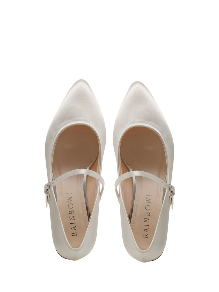 Rainbow Club White Ruby Wide Fit MaryJane Satin Shoes - Image 4 of 4