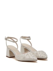 Rainbow Club White Isadora Beaded Ankle Strap Shoes- Satin - Image 2 of 4