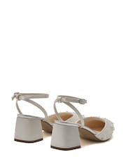 Rainbow Club White Isadora Beaded Ankle Strap Shoes- Satin - Image 3 of 4