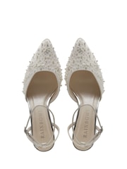 Rainbow Club White Isadora Beaded Ankle Strap Shoes- Satin - Image 4 of 4
