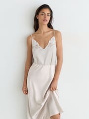 Reiss Silver Sofia Silk Slip Midi Skirt - Image 1 of 7