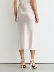 Reiss Silver Sofia Silk Slip Midi Skirt - Image 3 of 7